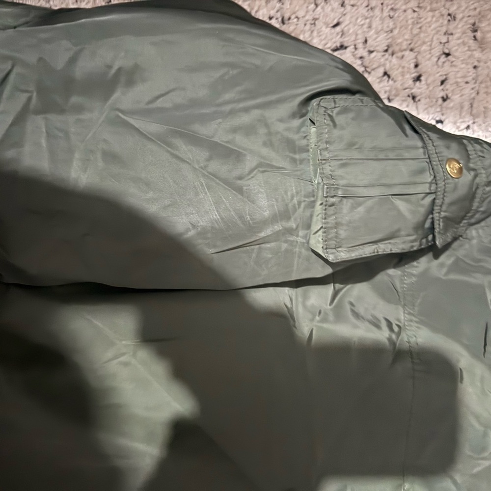 Vintage 90s Y2k Baby Phat Split Hood E Crop Fit Bomber Jacket green Faux Fur 3X - Picture 9 of 9